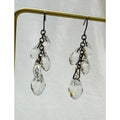 Vintage Style Clear Crystal Dangle Earrings Faceted Teardrop Pre-Loved 1.5" E610