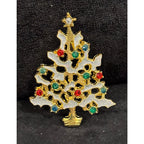 Vintage Christmas Tree Pin Gold Tone with Rhinestones Holiday Brooch CP119