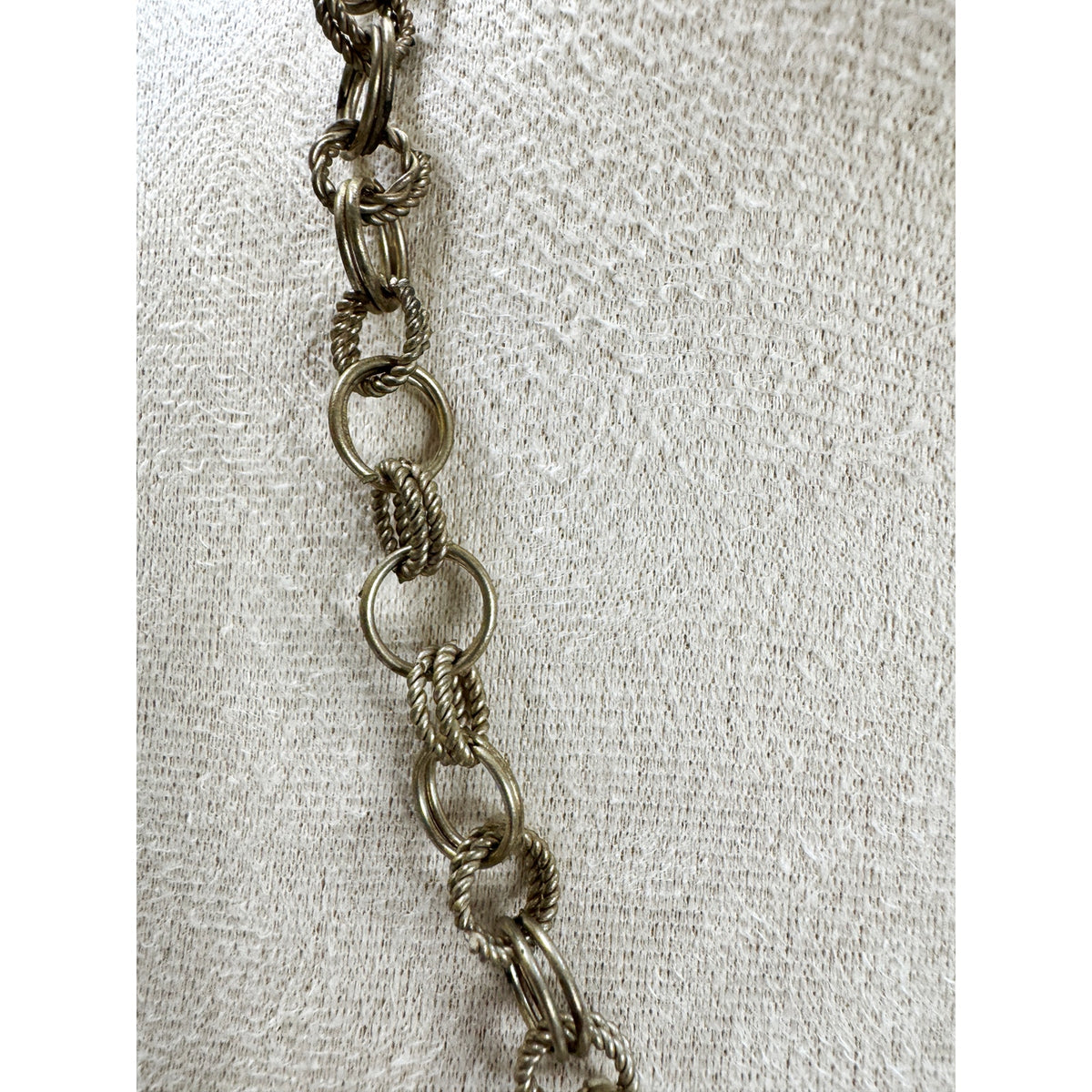 Vintage Silver Tone Statement Necklace Spiral Pendant Fringe 19"  N408