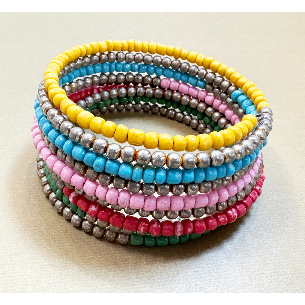 Multicolor Memory Wire Beaded Wrap Bracelet Boho Stretch Fits Most B097