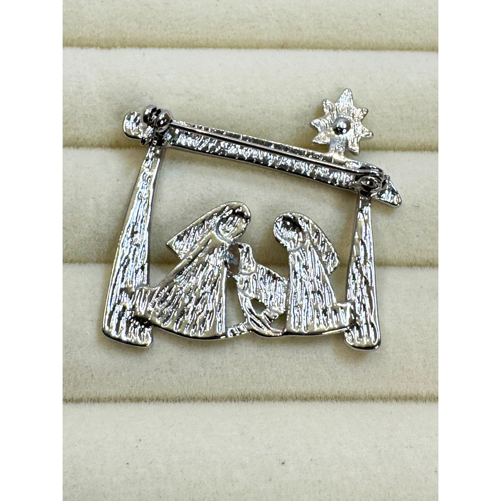 Christmas Nativity Brooch Holy Family Star Pin 1.5" Religious CP232