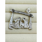 Christmas Nativity Brooch Holy Family Star Pin 1.5" Religious CP232