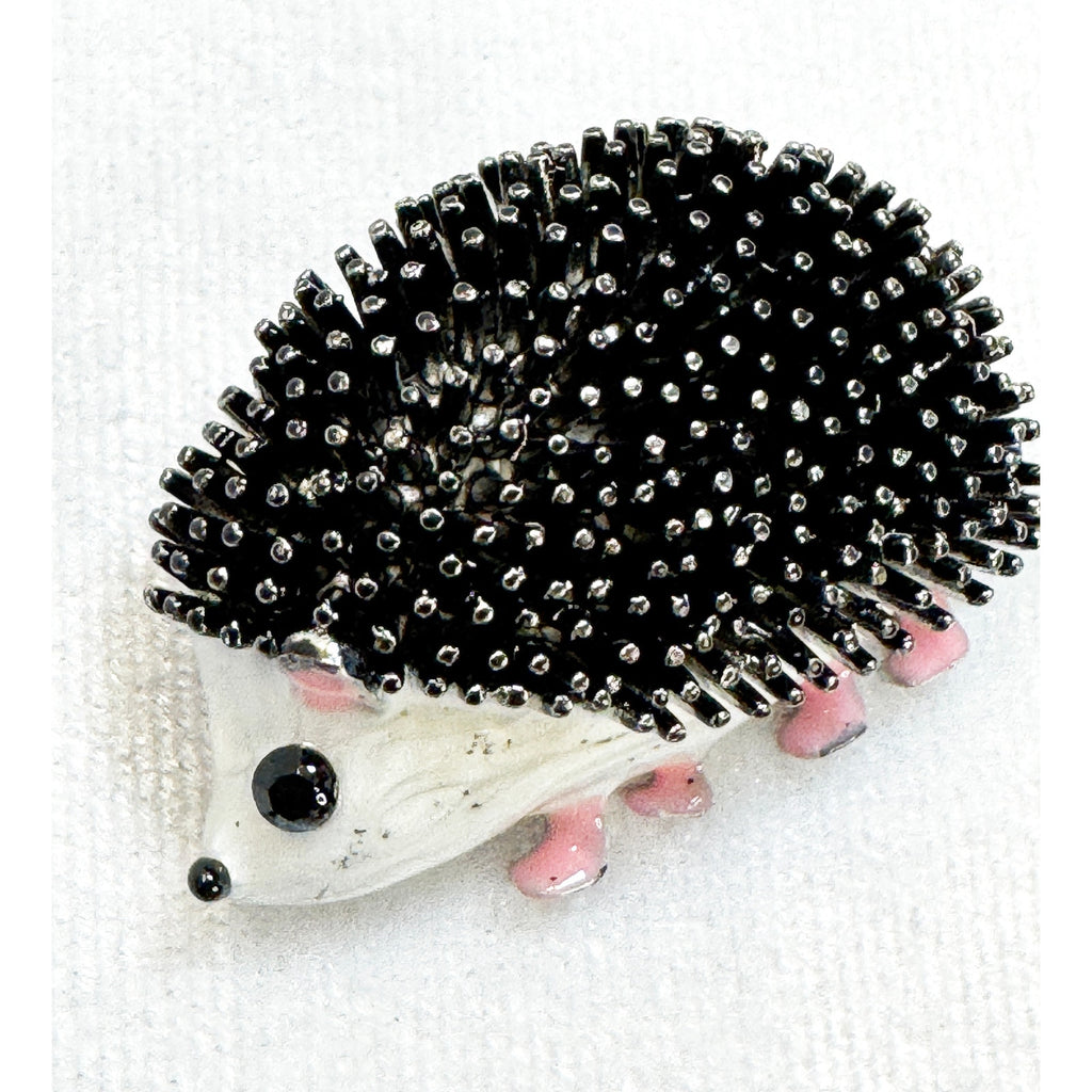 Cute Hedgehog Brooch Pin Black White Enamel Animal Jewelry  New 1.5" CP196