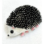 Cute Hedgehog Brooch Pin Black White Enamel Animal Jewelry  New 1.5" CP196