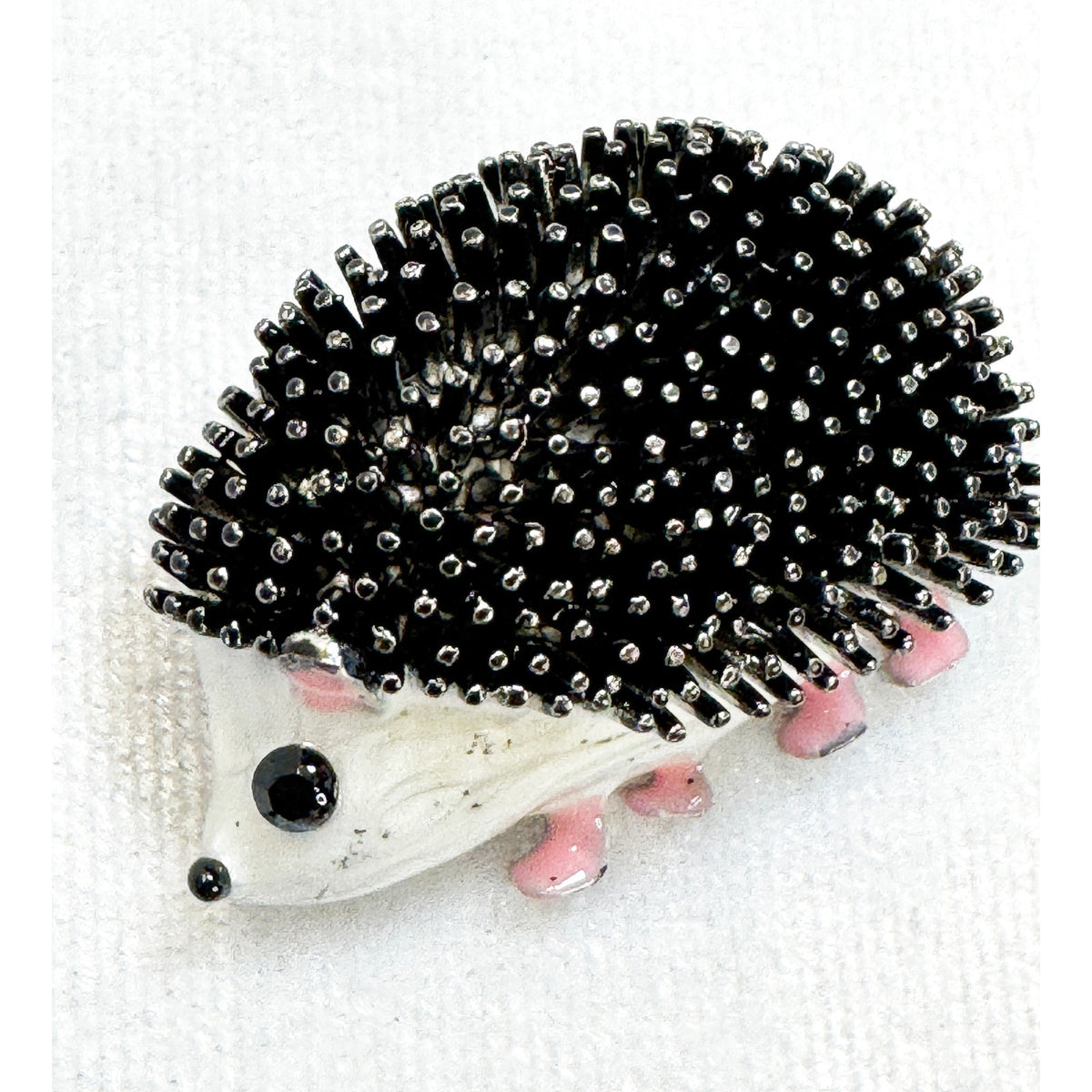 Cute Hedgehog Brooch Pin Black White Enamel Animal Jewelry  New 1.5" CP196