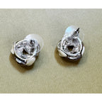 Vintage White Enamel Knot Post Earrings Classic Love Knot 3/4" Pre-Loved E495