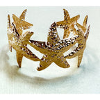 Gold Tone Starfish Cuff Bracelet Adjustable Beach Ocean Coastal Statement B148