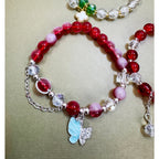 Set of 3 Stretch Bead Bracelets Butterfly Clover Acorn Charms  Description: