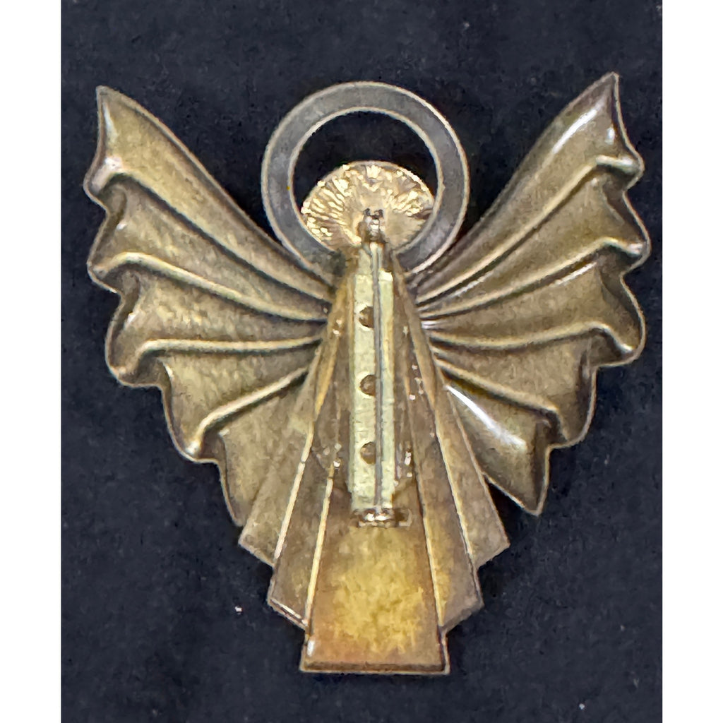 Vintage Metal Angel Brooch Pin Rhinestone Christmas Jewelry CP140
