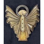 Vintage Metal Angel Brooch Pin Rhinestone Christmas Jewelry CP140