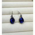 New Blue Teardrop Dangle Earrings Silver Tone 1" Hook Earrings E489