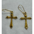 Small Fashion Gold Cross Dangle Earrings Christian Religious Faith 1.5" E277