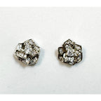 Silver Tone Rhinestone Rose Flower Post Earrings Sparkly Studs 1/2" E289
