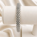 Silver Tone Woven Mesh Bangle Bracelet Textured Basket Weave Jewelry B170