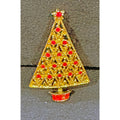 Vintage Gold-Tone Christmas Tree Brooch with Red Rhinestones – 1″x2″