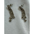 Vintage Clear Rhinestone Dangle Post Earrings Silver Tone Fringe 1.5" E501