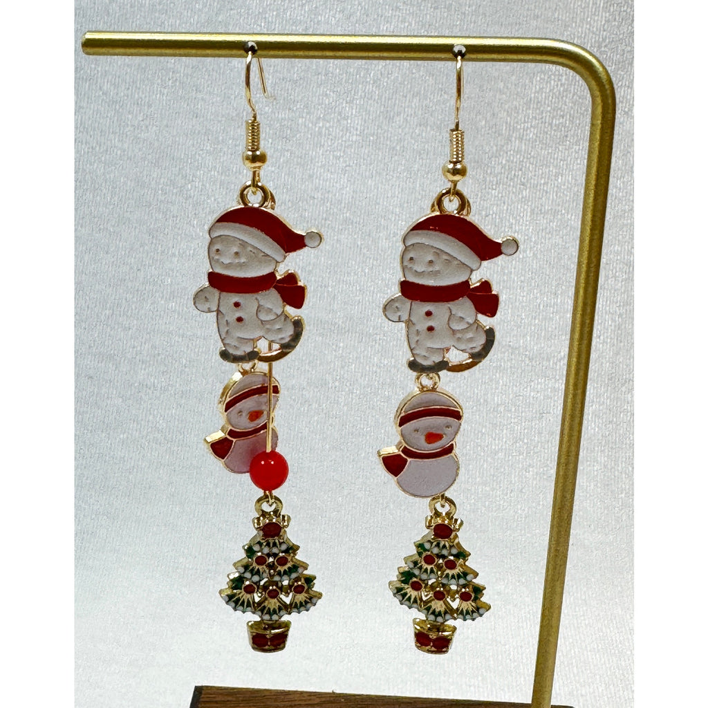 Christmas Charm Dangle Earrings Snowman Christmas Tree Holiday 3 Inch E384