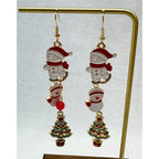 Christmas Charm Dangle Earrings Snowman Christmas Tree Holiday 3 Inch E384