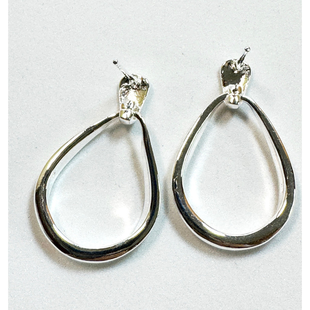 925 Sterling Silver Teardrop Dangle Earrings Open Drop Post Earrings 1" E290
