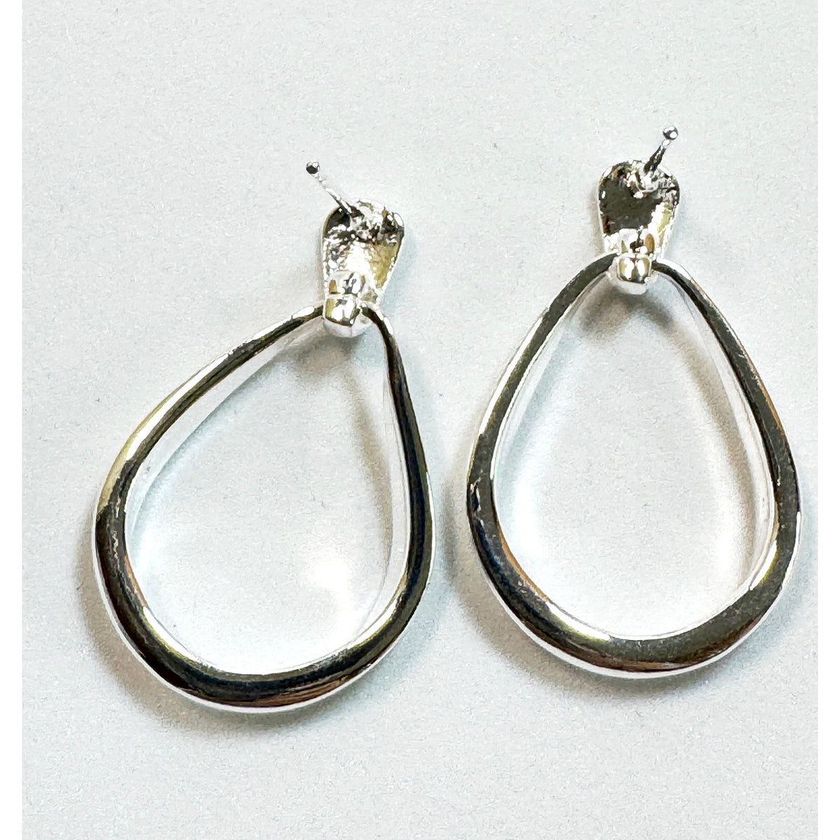 925 Sterling Silver Teardrop Dangle Earrings Open Drop Post Earrings 1" E290