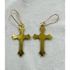 Small Fashion Gold Cross Dangle Earrings Christian Religious Faith 1.5" E277