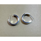 New 925 Silver Plated Hoop Earrings 1 Inch Wide Hoops Droop Proof Backs E310