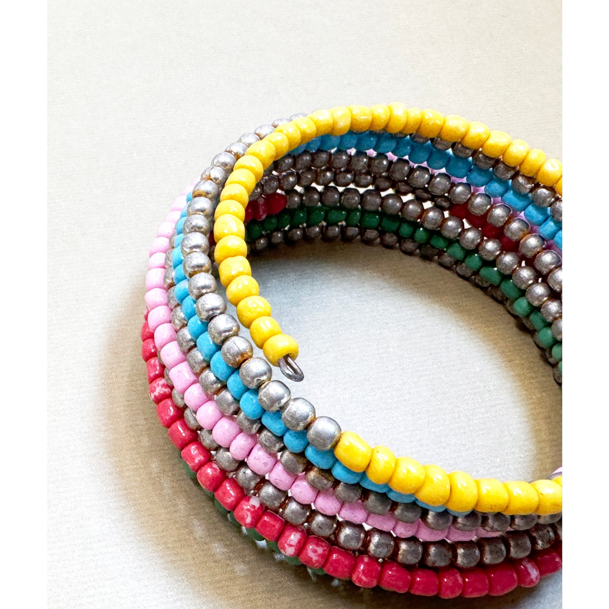 Multicolor Memory Wire Beaded Wrap Bracelet Boho Stretch Fits Most B097