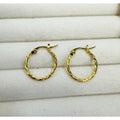 Gold Twist Hoop Earrings 3/4" Textured Fashion Hoops E802