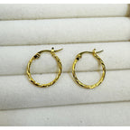 Gold Twist Hoop Earrings 3/4" Textured Fashion Hoops E802