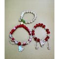 Set of 3 Stretch Bead Bracelets Butterfly Clover Acorn Charms  Description:
