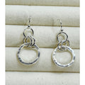 Silver Hammered Circle Drop Earrings Dangle Minimalist 1 Inch New B808