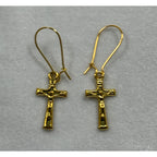Gold Tone Crucifix Cross Dangle Earrings Christian Faith Jewelry 1 Inch E273