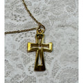 New Gold Cross Pendant Necklace 18-20 Inch Chain Christian Faith N298