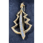 Vintage Gold Tone Rhinestone Christmas Tree Brooch Pin 1.25x2.25 Inches  CP64