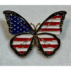 Americana Butterfly Pin Red White Blue Enamel Brooch USA Patriotic 2" CP159