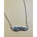 Silvertone Owl Family Necklace on Branch Bird Jewelry 1.25" Wide  N306