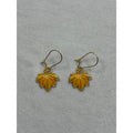 Yellow Maple Leaf Earrings Autumn Fall Dangle Earrings Gold Tone E282