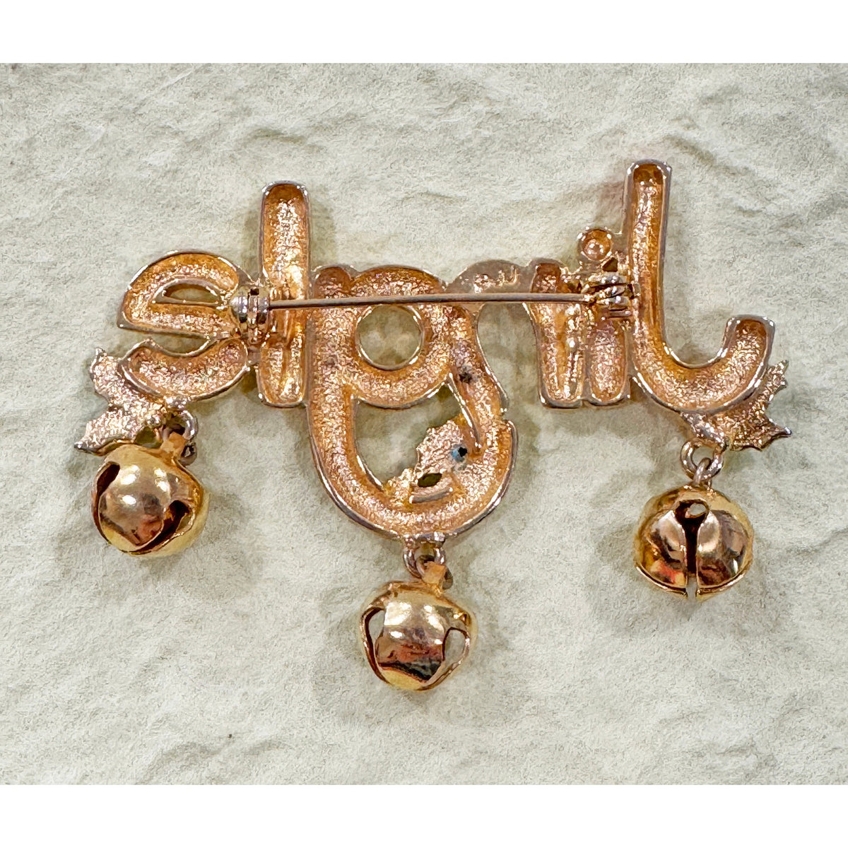 Vintage “Jingle” Christmas Pin Brooch with Bells & Holly CP18