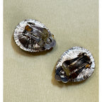 Vintage Clear Rhinestone Clip-On Earrings Silver Tone Teardrop Statement 1" E497