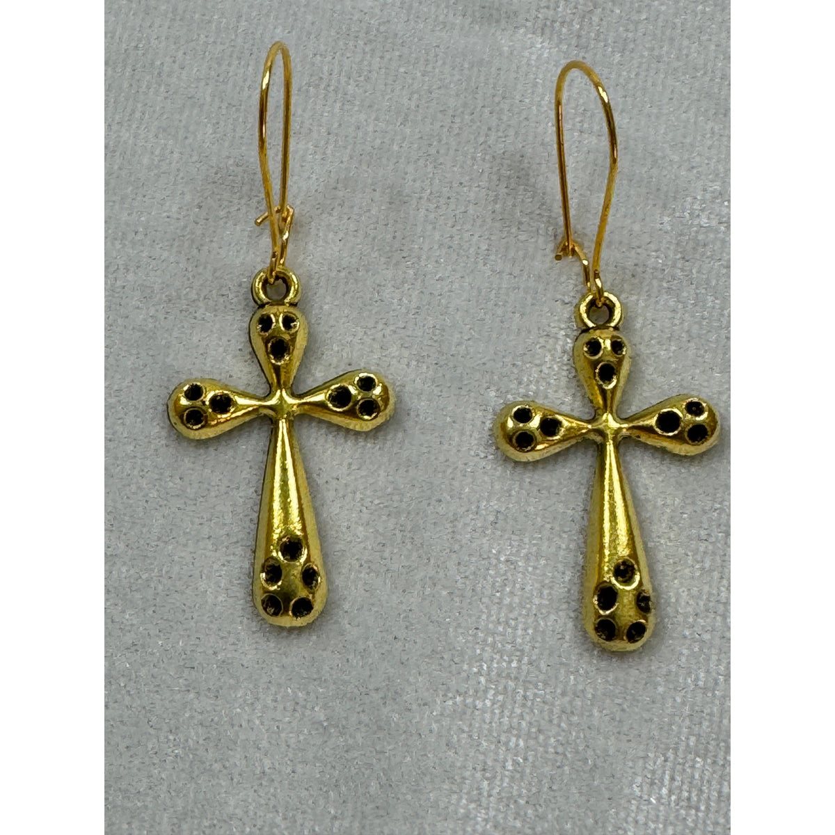 Gold Tone Cross Dangle Earrings Christian Faith Jewelry 1.25 Inches  E286