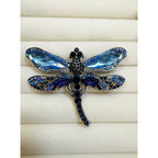 Blue Rhinestone Dragonfly Brooch Pin 2" Crystal Insect Jewelry Gift CP 247