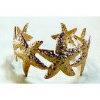 Gold Tone Starfish Cuff Bracelet Adjustable Beach Ocean Coastal Statement B148