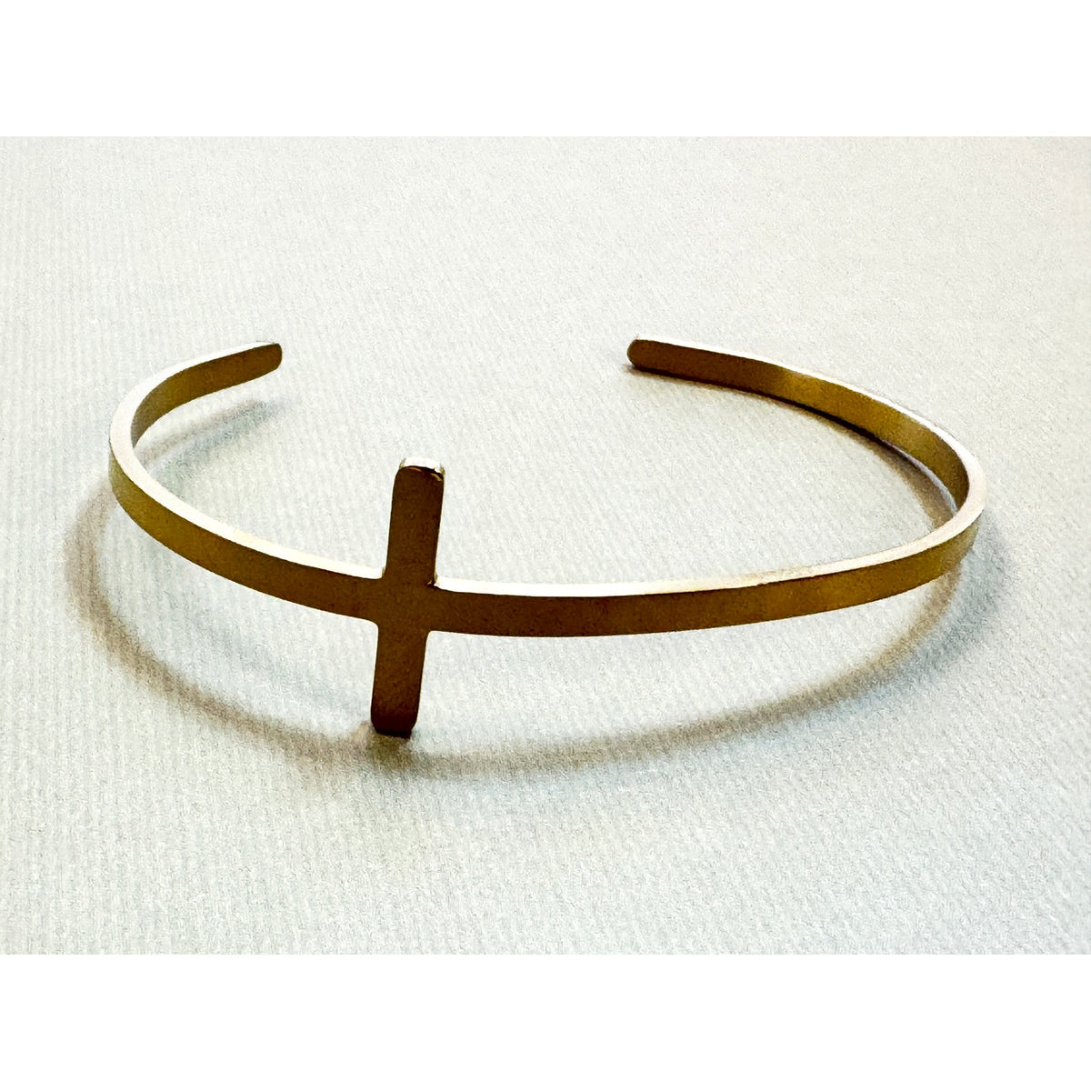 Gold Cross Cuff Bracelet Adjustable Christian Faith Bangle 1" Cross B144