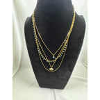 Gold Layered Evil Eye Necklace Blue Bead Multi Strand Boho Necklace N124