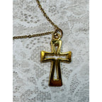 New Gold Cross Pendant Necklace 18-20 Inch Chain Christian Faith N298