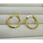 Gold Twist Hoop Earrings 3/4" Textured Fashion Hoops E802