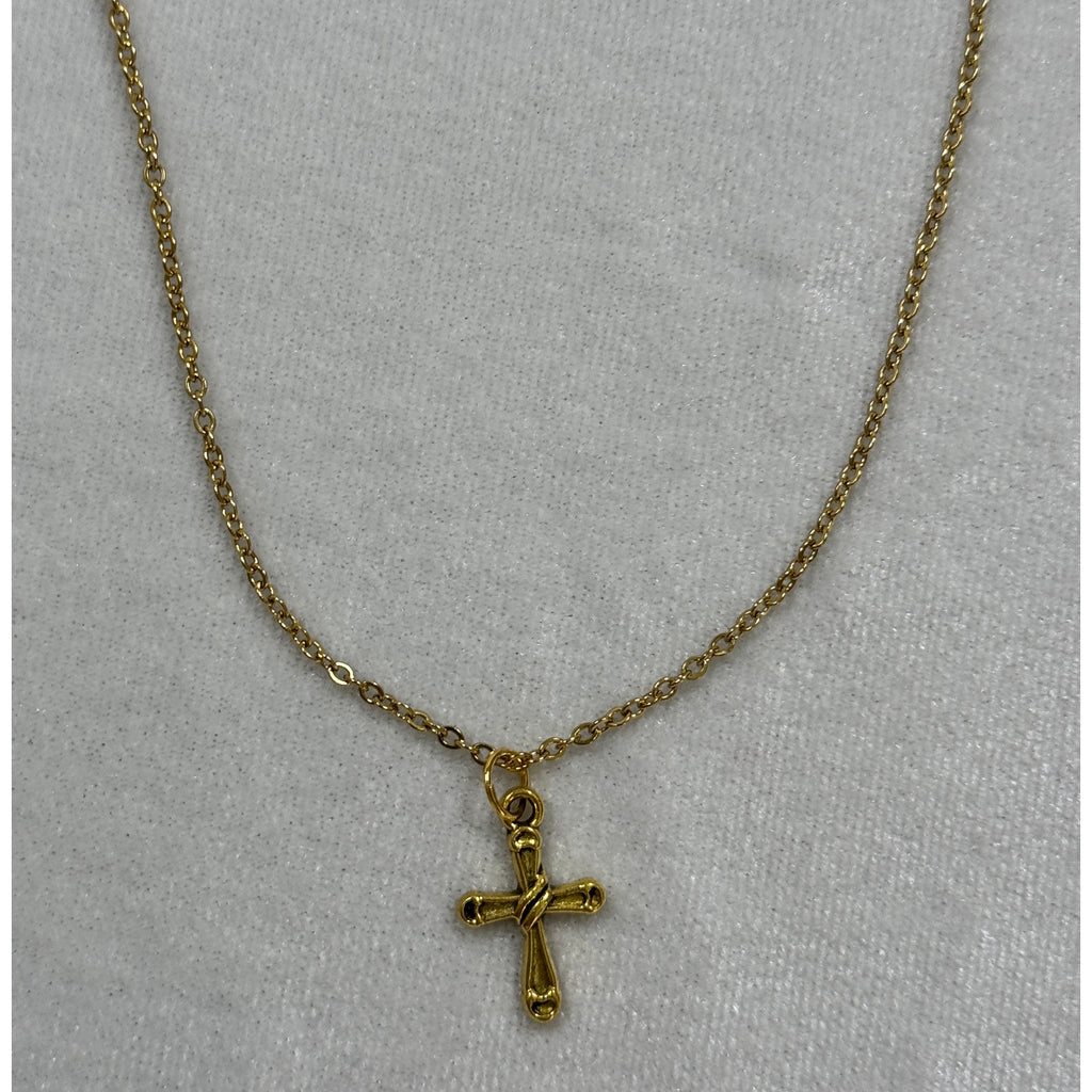 Gold Tone Cross Necklace 3/4 Inches Christian Faith Jewelry N290