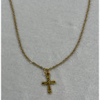 Gold Tone Cross Necklace 3/4 Inches Christian Faith Jewelry N290