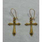 Small Fashion Gold Cross Dangle Earrings Christian Religious Faith 1.5" E277