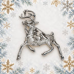 Reindeer Christmas Brooch Gold Silver Tone Holly Elegant Holiday Deer Pin CP179